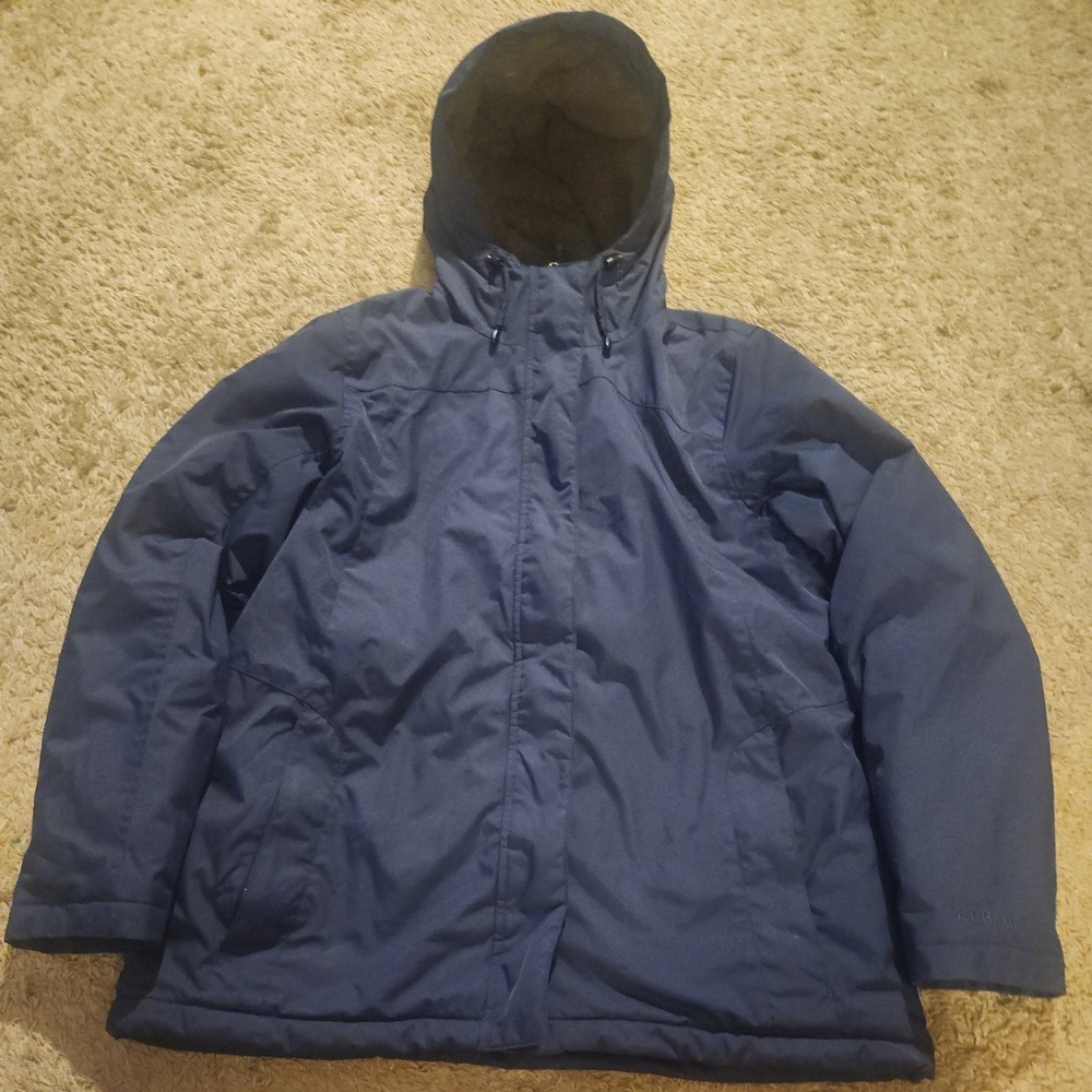 LL Bean Jacket Womens S Orange Fleece Lined Hooded Winter Coat Outdoors 271136